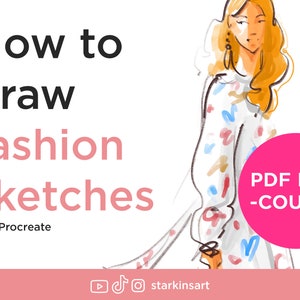 Cómo dibujar bocetos de moda a partir de la foto, Minicurso paso a paso en PDF, Tutorial de dibujo, Guía de dibujo de ilustración de moda