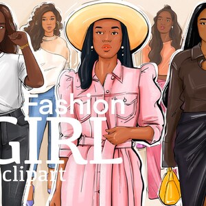Fashion Girl Clipart: Black Woman PNG, SVG (Digital)