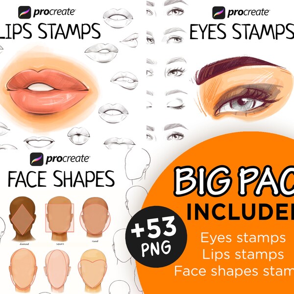 Procreate Portrait Brushes & Stamps – Face, Eyes, Lips