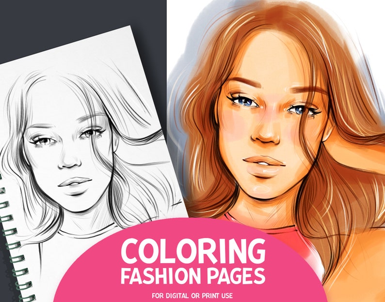Procreate Coloring Page Fashion Coloring Book Printable Etsy