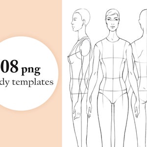 Fashion Design Template, Body Croquis Template Female, Fashion Figure Templates, Drawing Template for Clothing Designers, Sample Body Png
