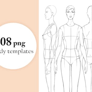 Fashion Design Template, Body Croquis Template Female, Fashion Figure Templates, Drawing Template for Clothing Designers, Sample Body Png