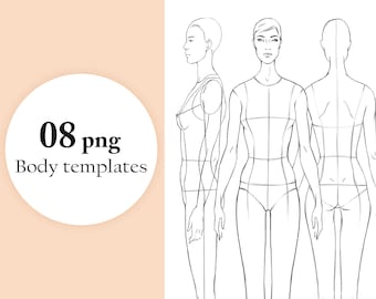 Fashion Design Template, Body Croquis Template Female, Fashion Figure Templates, Drawing Template for Clothing Designers, Sample Body Png