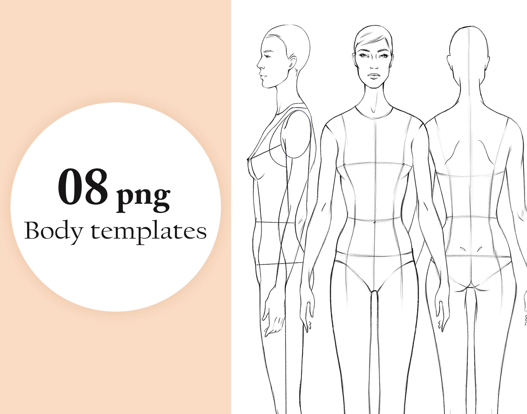 Fashion Sketchbook, Figure Template: Female Figure Template for Croquis  Fashion Design Drawings, 432 Templates for Slim & Plus Size Women