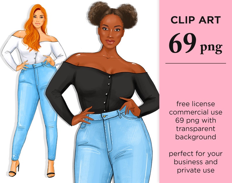 Download Curvy girl clip art Plus size Curvy woman clipart Fashion ...