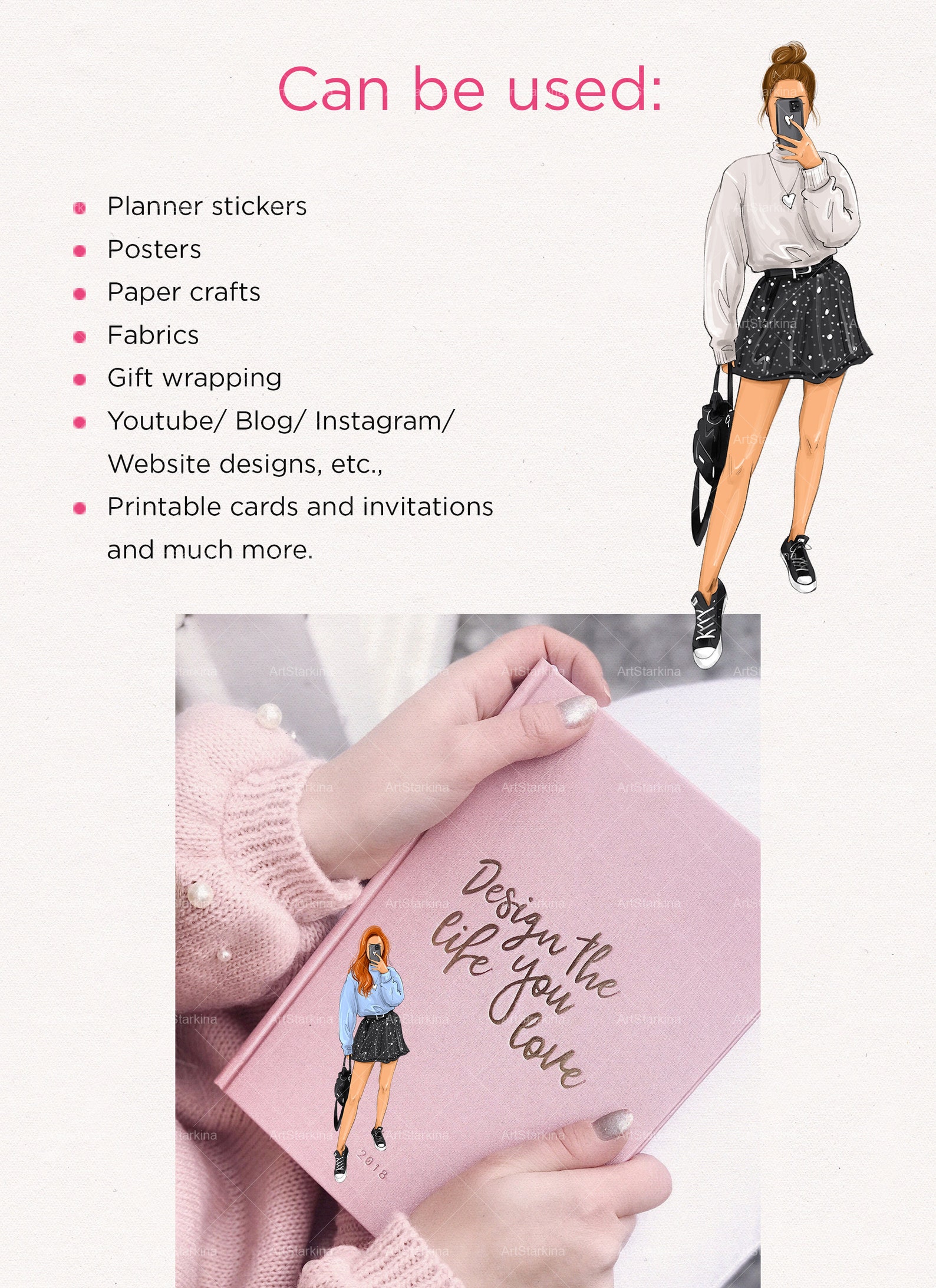Fashion Girl Planner Clipart Printable Fashion Stickers - Etsy