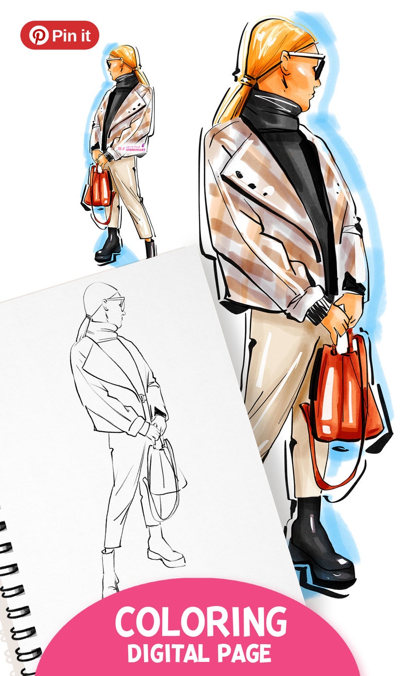 FASHION COLORING PAGE coloring Page Fashion Illustration - Etsy