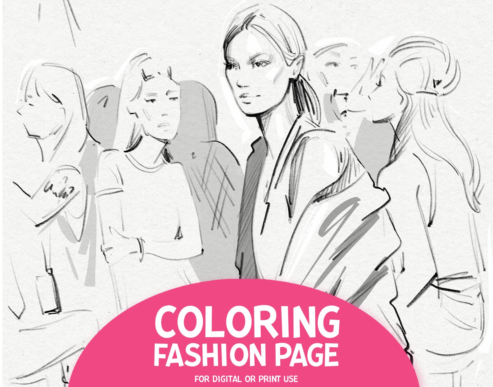 Fashion Coloring Page Adult Coloring Pages Printable Fashion | Etsy