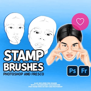 Photoshop Stamp Brushes - Asian Female Face Emotions