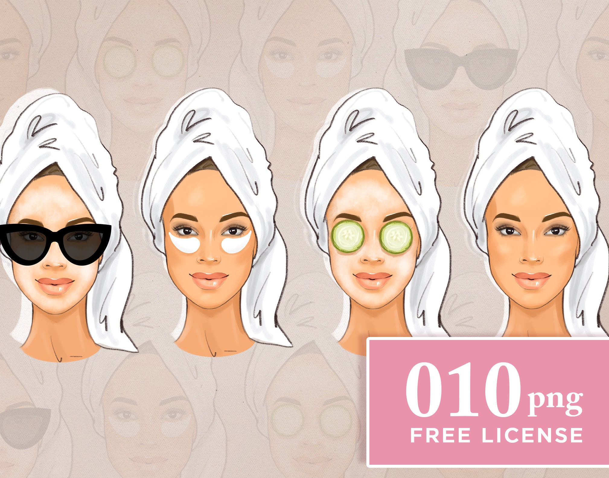 Spa day with a face mask clipart Planner clipart Fashion | Etsy