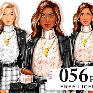 Fashion Girl Clipart: Diverse Women PNG Graphics (56 Files)