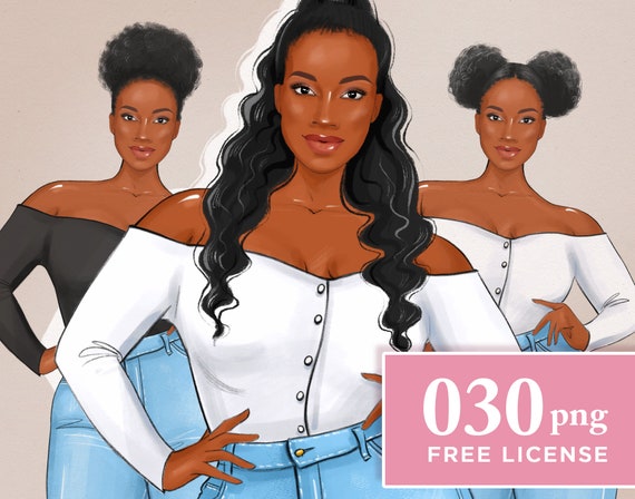 Black Girl Clipart, Curvy Girl Clipart, Black Woman Plus Size Clipart,  African American Fashion Clipart, Plus Size Girl Clipart for Sticker -   Canada