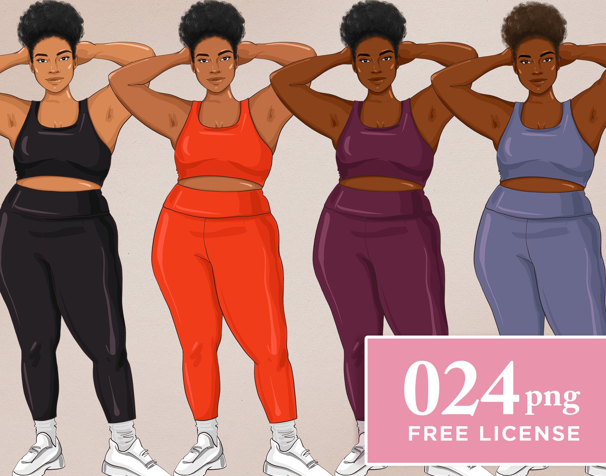 Download Curvy Girl Clipart African American Clipart Plus Size Curvy Etsy
