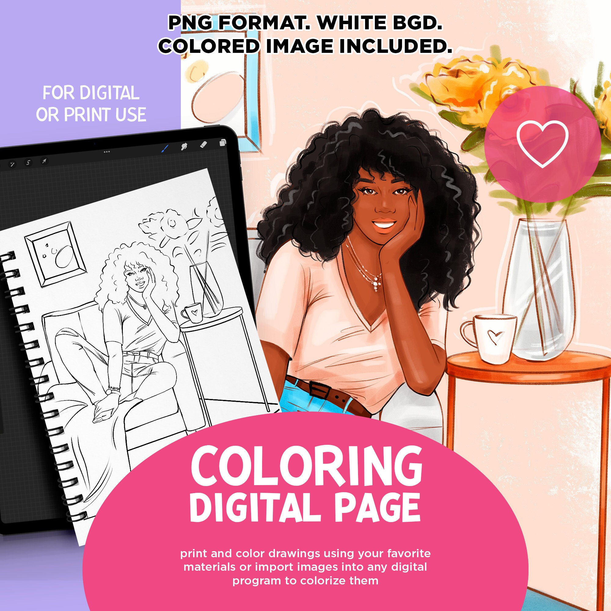 BLACK GIRL COLORING digital Coloring - Il Fullxfull.4482293189 686z 