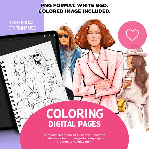FASHION COLORING BOOK #procreate coloring page, fashion coloring page, adult coloring book, procreate fashion coloring, digital coloring