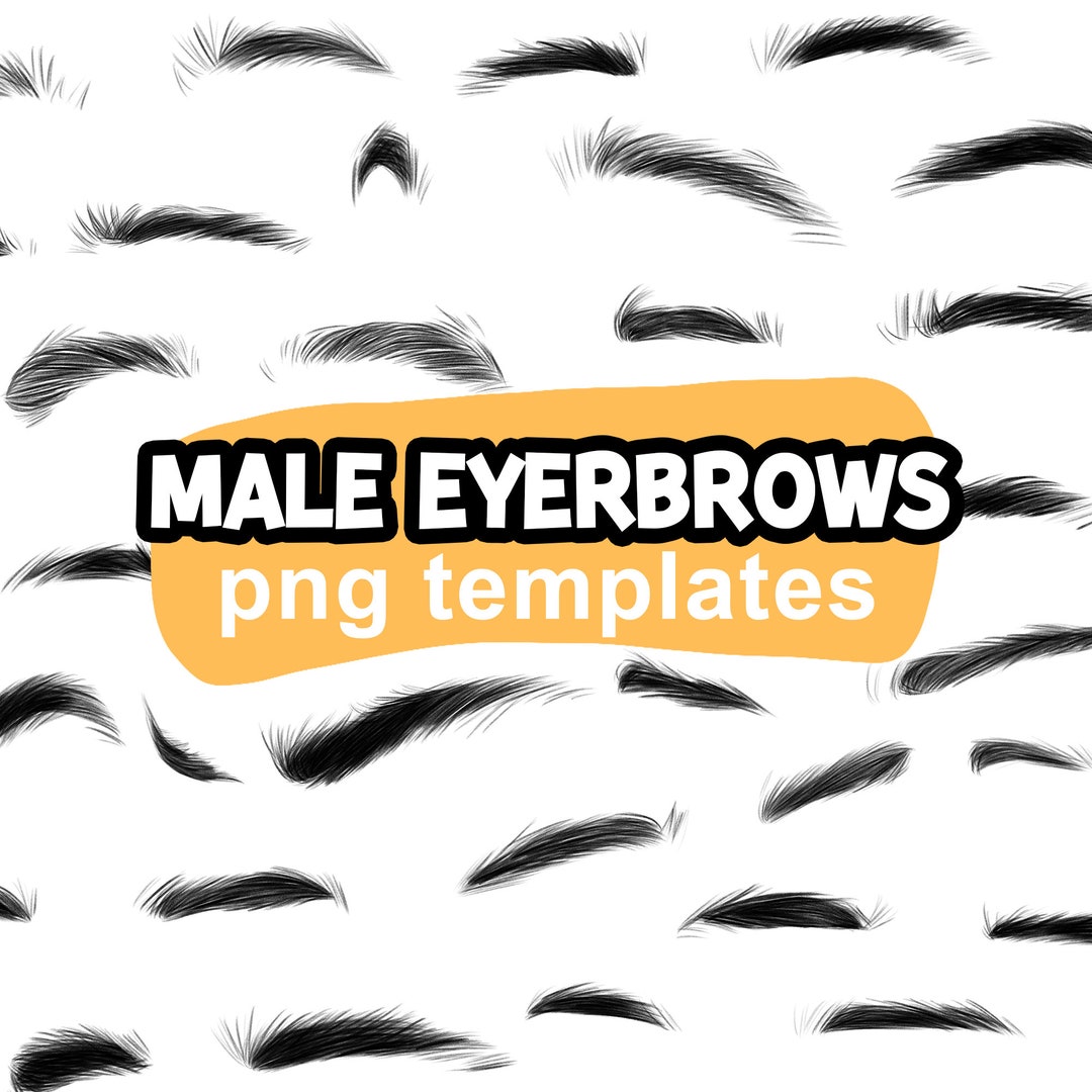 Male Eyebrows Templates, Portrait Stamp and Brushes, Fashion Face ...
