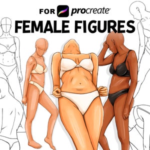 Procreate Stamp Brushes - Female Figures Body Poses