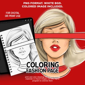 Fashion Girl Coloring Page: Printable PNG (Digital Download)