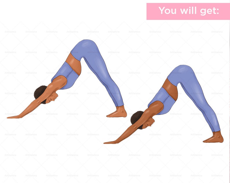 Yoga Black Girl Clipart Yoga Stickers African American Etsy