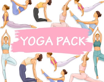 Yoga Girl Clipart: Fashion Planner Stickers (PNG)