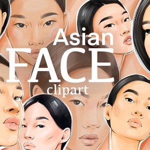 Asian Face Clipart, Asian Women Face, Face Clipart, Woman Clipart, Face Stamp, Procreate, Procreate Face, Fashion Girl Clipart, Svg, Png image 1