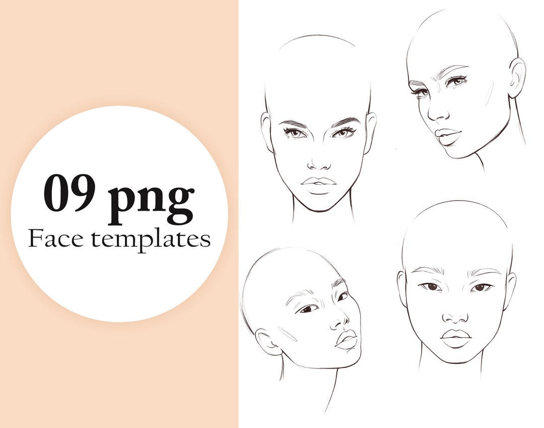 Face Template Fashion Face Templates Drawing Template for - Etsy