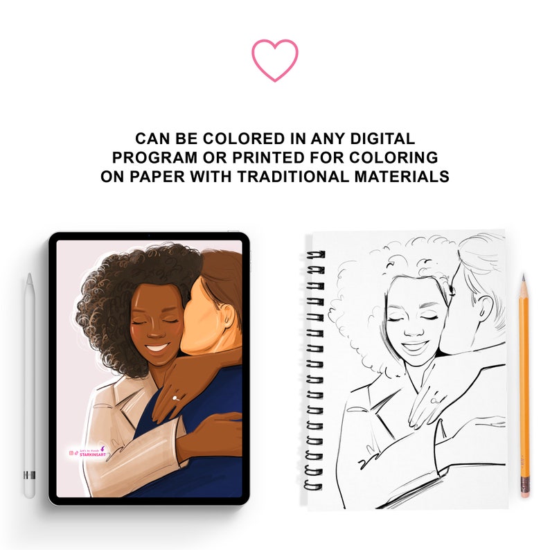 LOVE COLORING PAGE black Woman Coloring Pages Procreate Etsy