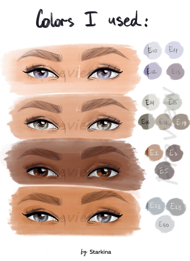 Procreate Eye Colours Procreate Color Palette - Eyes - Etsy