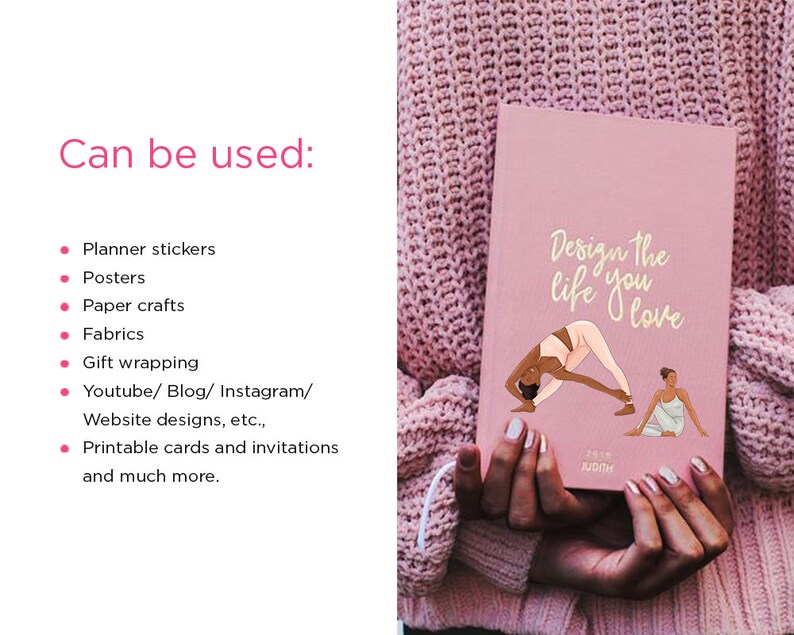 Yoga Black Girl Clipart Yoga Stickers African American Etsy