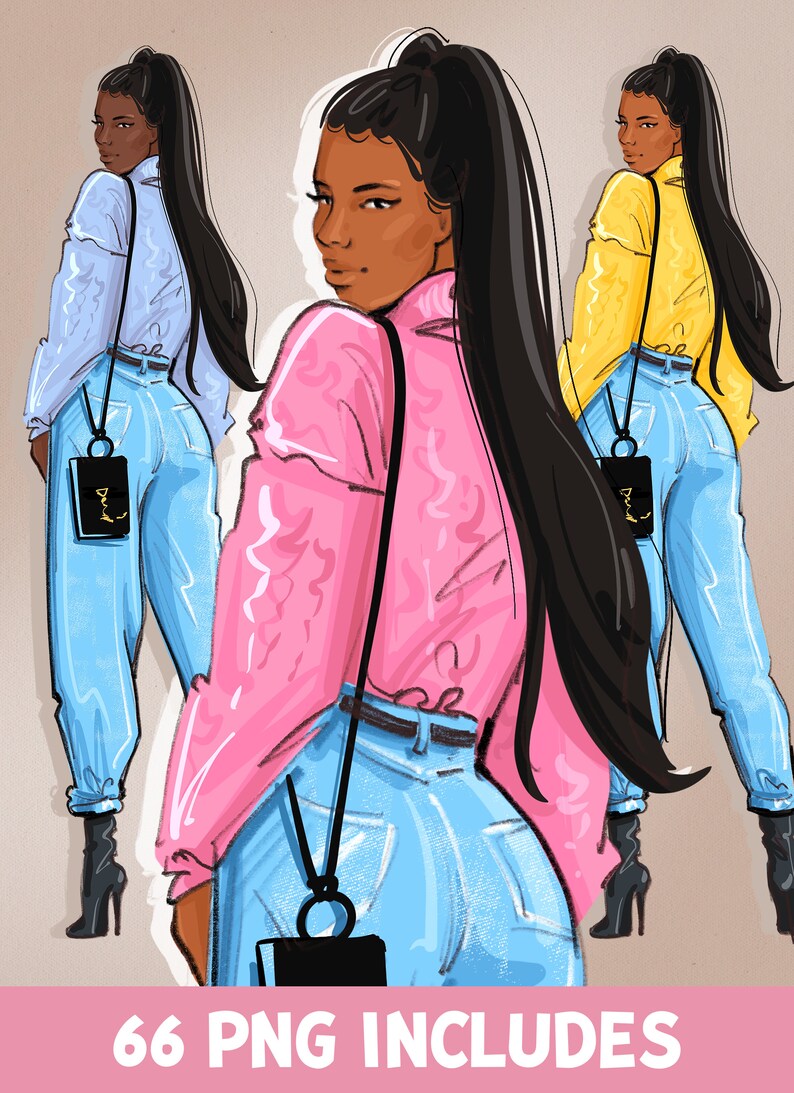 Black Girl Clipart Black Woman Clipart Fashion Girl Clipart - Etsy