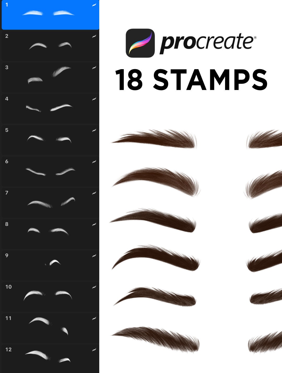 Procreate Eyebrow Stamps Eyebrow Brushes for Procreate Etsy