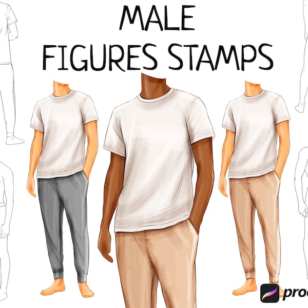 Pinceaux pour tampon Procreate - Personnages masculins