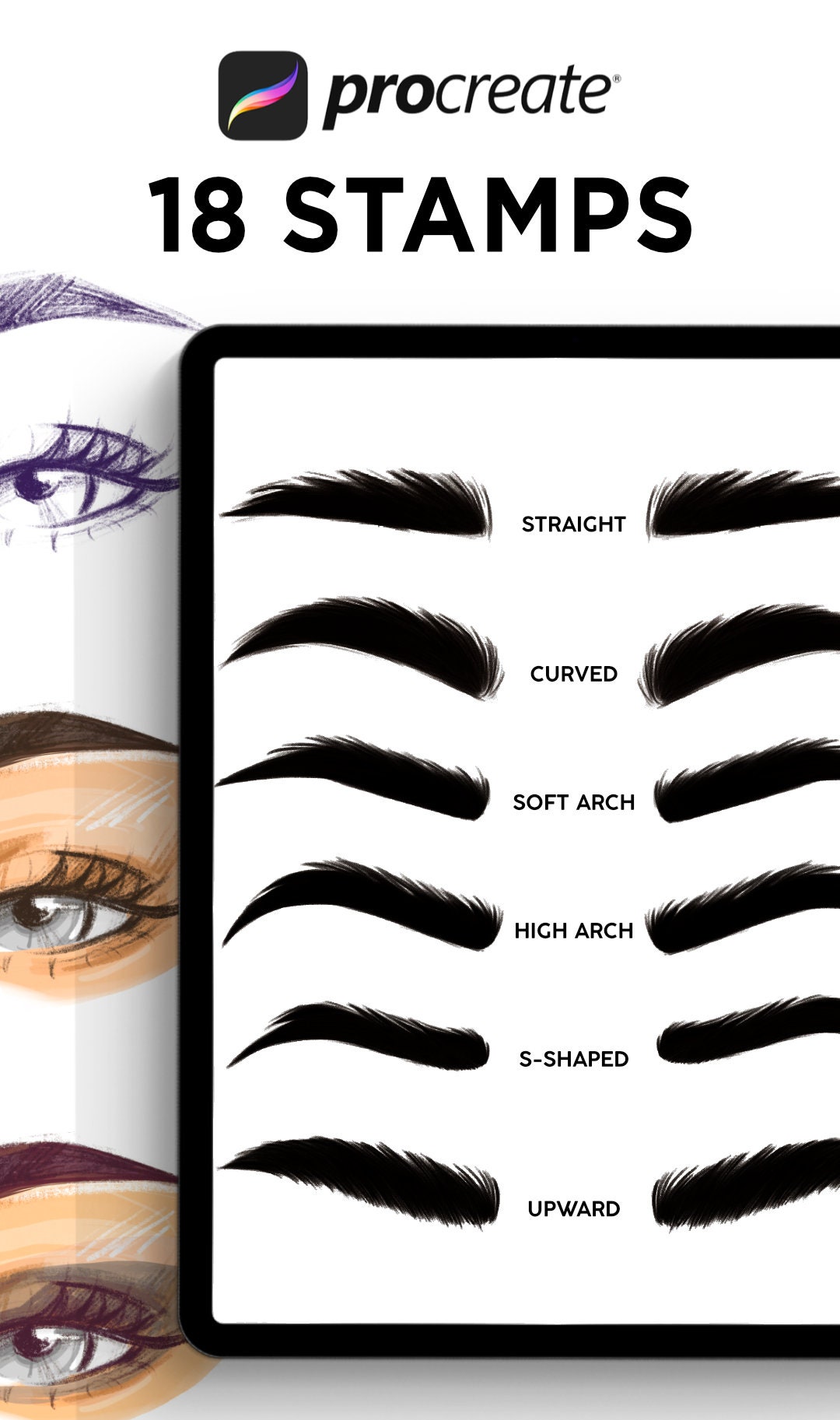 Procreate Eyebrow Stamps Eyebrow Brushes for Procreate Etsy