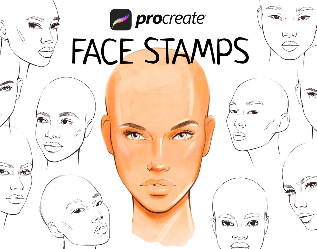 Procreate Face Stamps, Face Brushes for Procreate, Realistic Faces