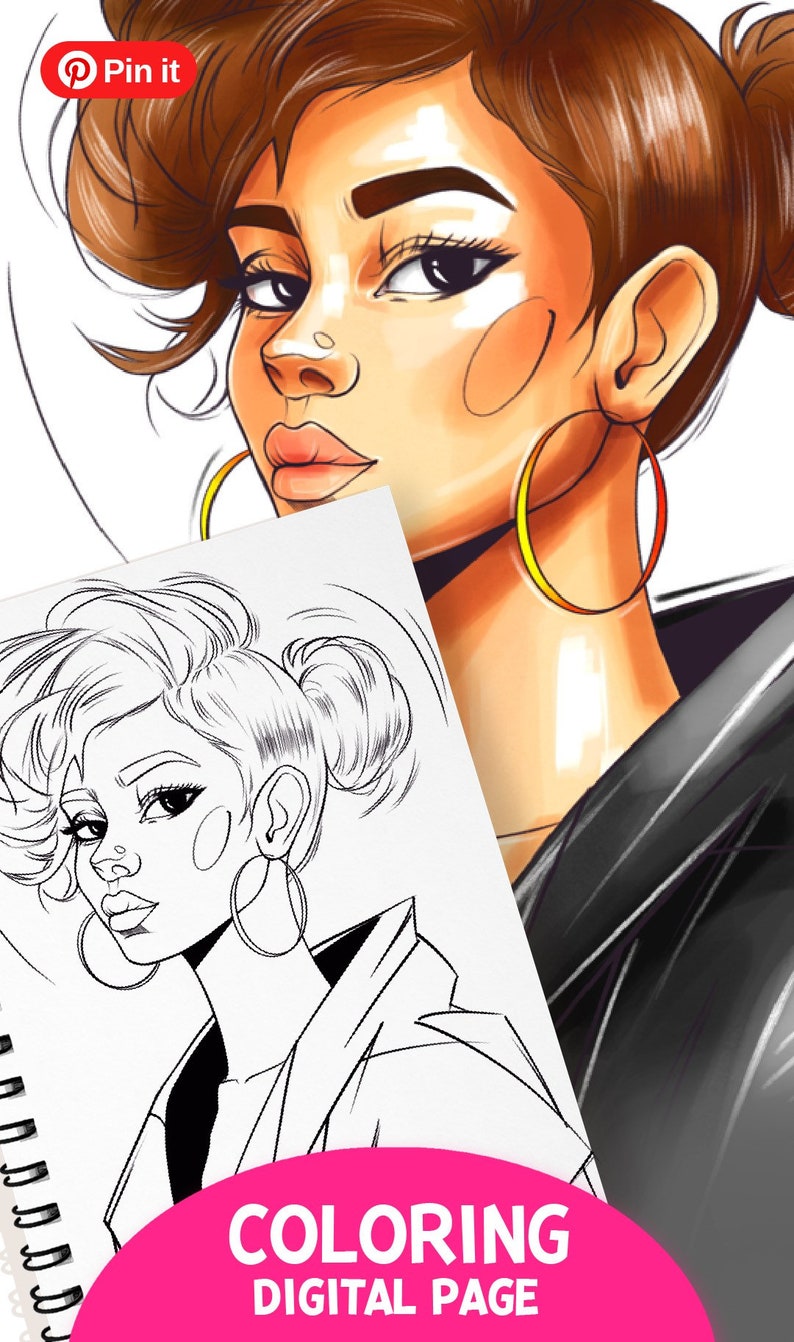 FASHION COLORING PAGE black Woman - Il 794xN.4810553894 64q4
