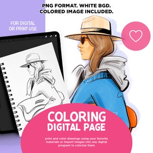 FASHION COLORING PAGE #coloring page png, fashion illustration, printable coloring book download, kids coloring book, procreate png