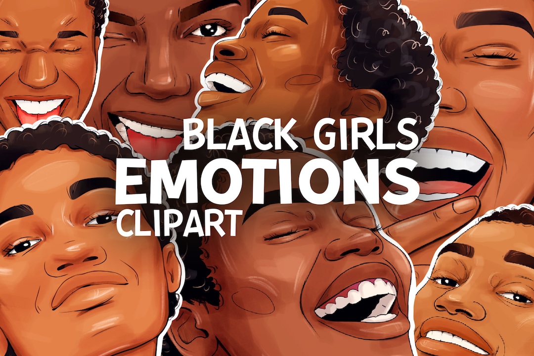 Black Women Face Emotions Clipart: Fashion Girl PNG SVG (digital) - Etsy