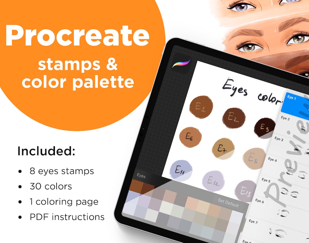 Procreate Eye Colours Procreate Eye Stamps: 30 Color Palette & Coloring Page - Etsy