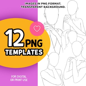 Fashion Figure Croquis: Female Body Design Templates (12 PNG Files)