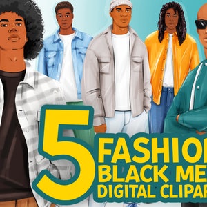 Fashion Black Men Clipart: Planner Stickers (PNG, SVG)