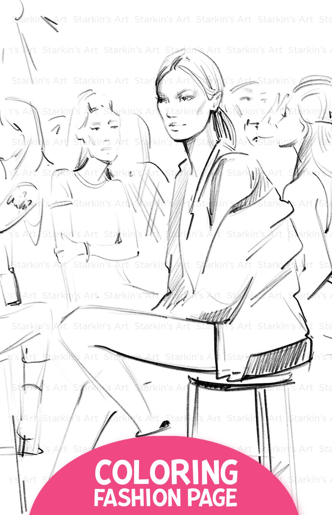 Fashion Coloring Page Adult Coloring Pages Printable Fashion | Etsy