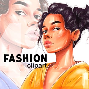 Black Fashion Girl Clipart: Planner Stickers (PNG Files)