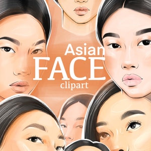 Asian Face Clipart, Asian Women Face, Face Clipart, Woman Clipart, Face Stamp, Procreate, Procreate Face, Fashion Girl Clipart, Svg, Png image 4