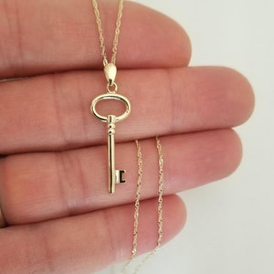 14k Real Solid Yellow Gold Key Llave Charm Pendant