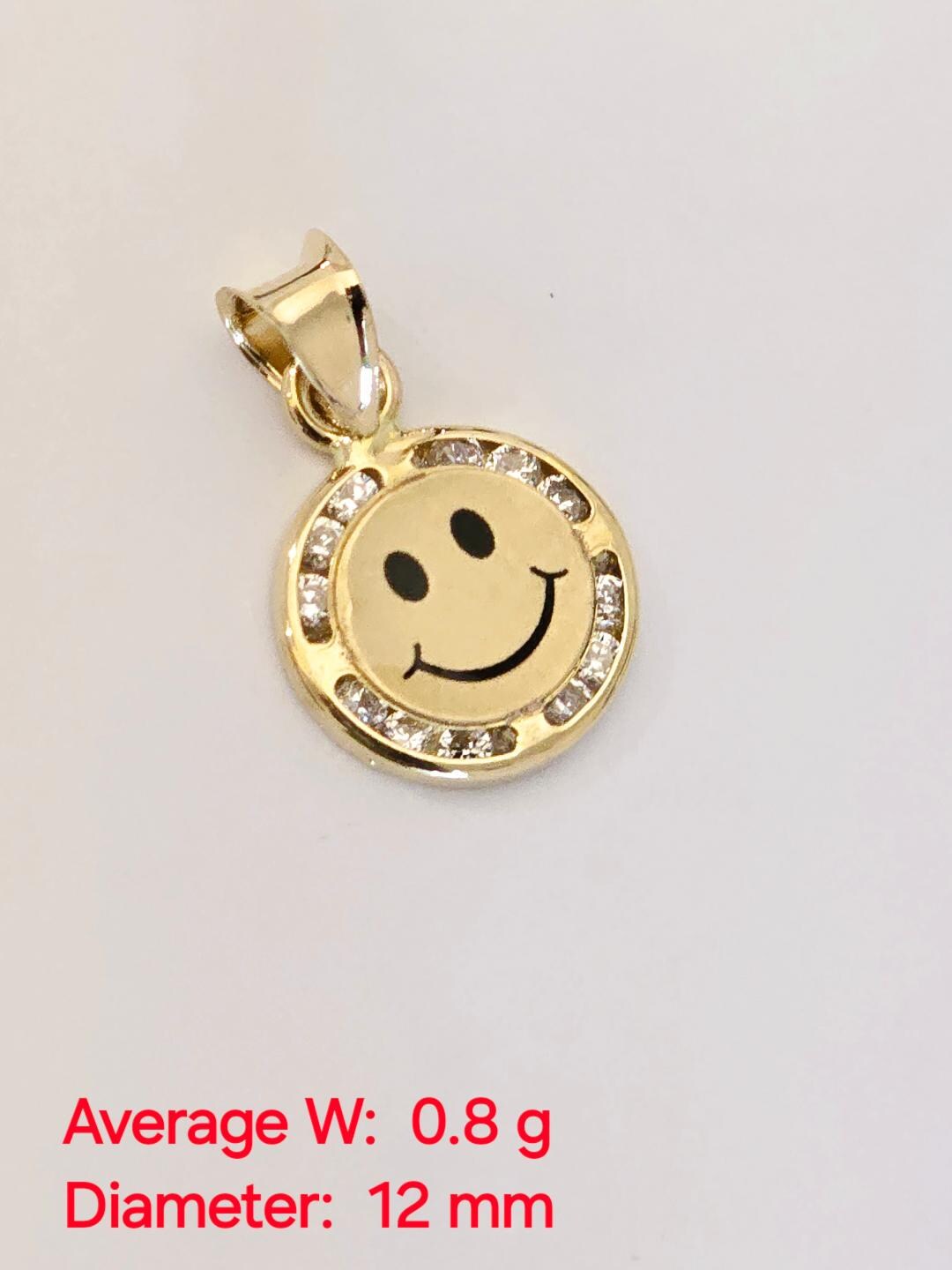 14k Real Solid Yellow Gold Emoji Smile Happy Face Pendant Charm Birthday Gift Etsy Canada