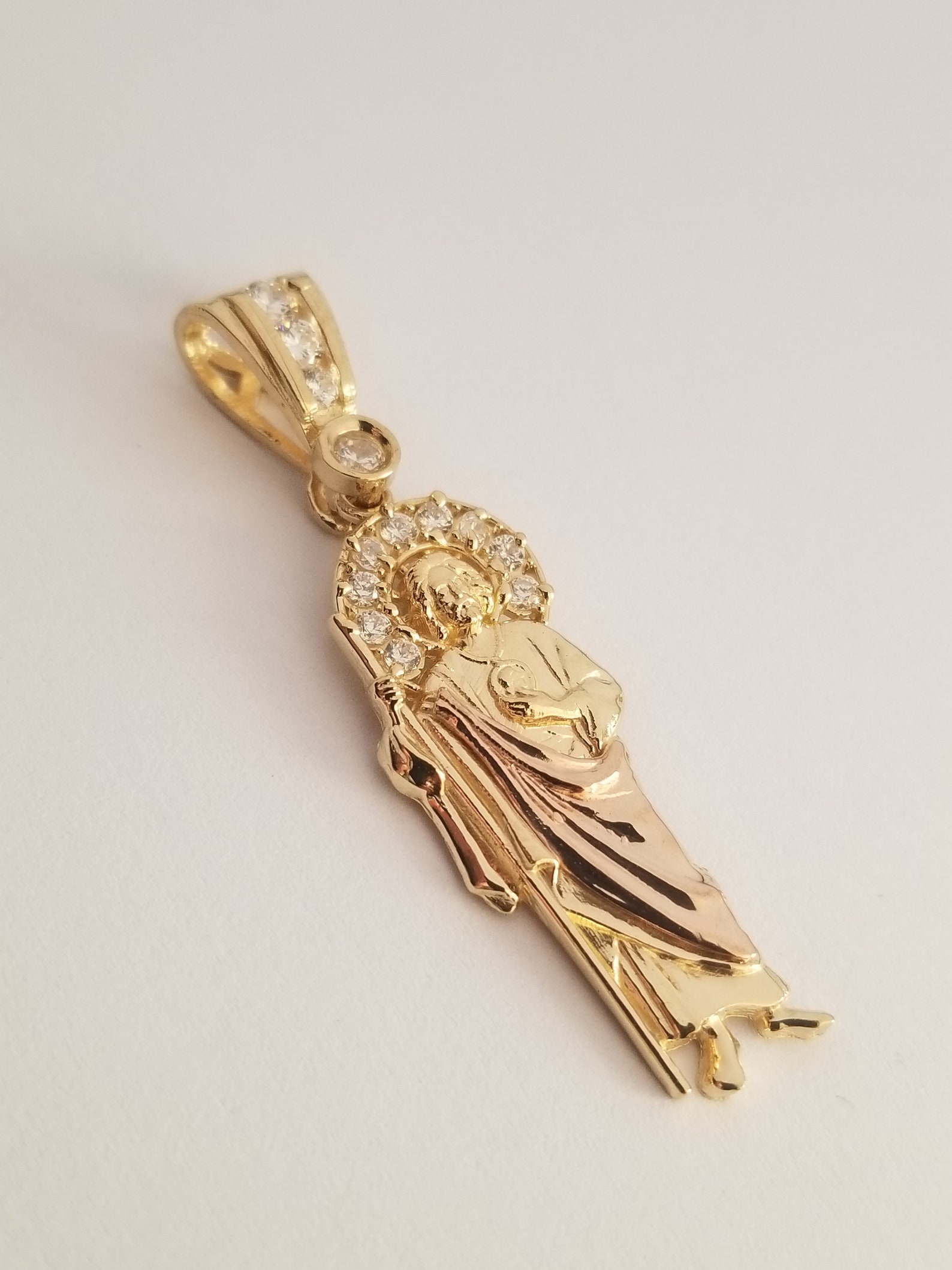 14k Tri-color Gold Saint Jude Pendant St San Judas Necklace - Etsy