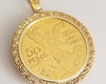 Gold Peso Pendant - Etsy