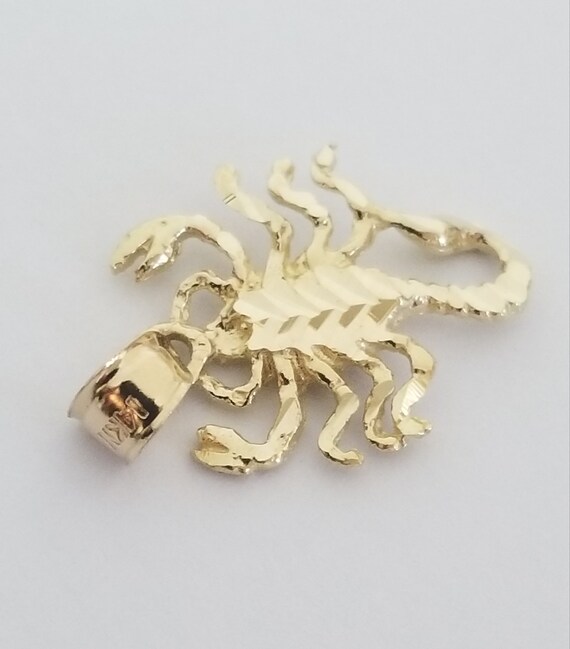 14K Real Yellow Gold Scorpion Pendant 