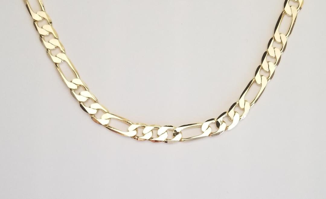 Gold Plated 26 Figaro Chain 7mm / Cadena Figaro 26 Oro Laminado 7mm –  Fran & Co Jewelry