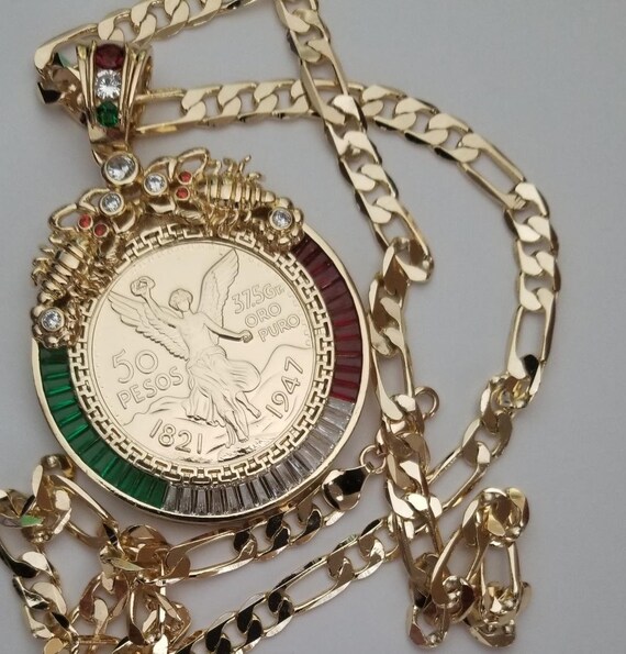 Gold Plated Centenario 50 Pesos CZ 